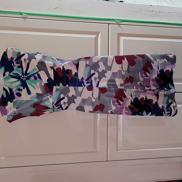 Ronni Nicole Fitted Stretch Abstract Blue White Print Dress 6 - Picture 3 of 6